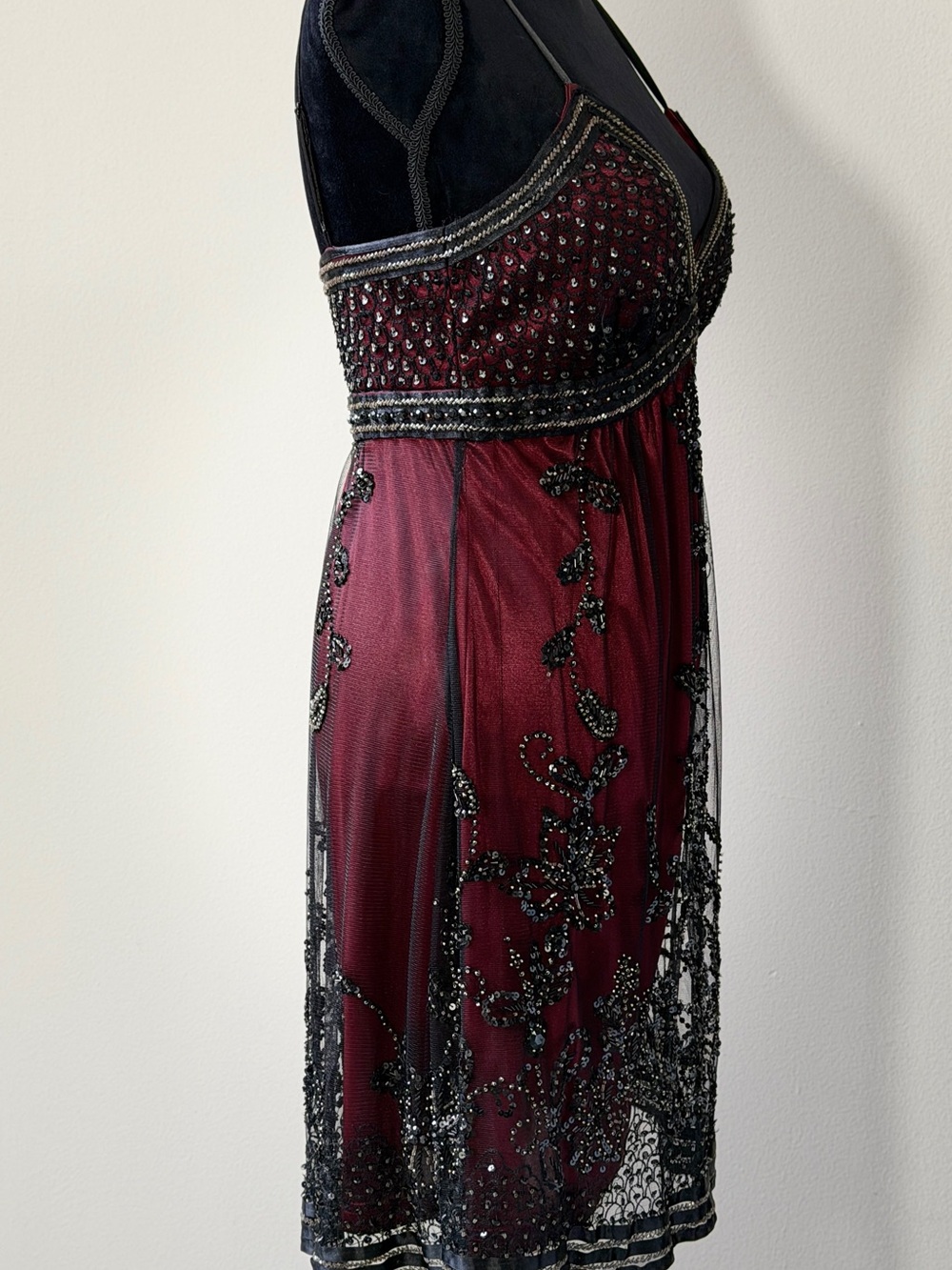 Vintage Sue Wong Embellished Burgundy Beaded Evening Dress - Picture 4 of 14